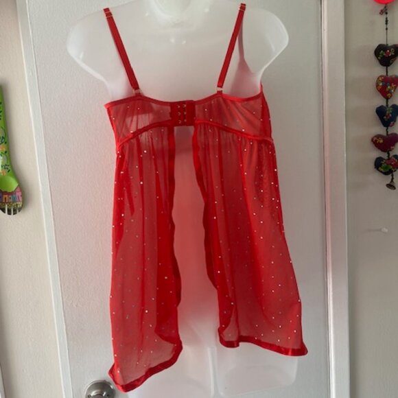 SEXY ~ HOT ~ Red Glitter BabyDoll Lingerie - Picture 8 of 8